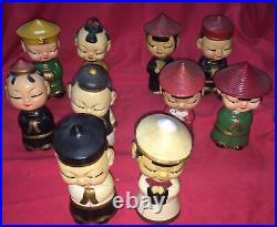 10 Vintage Asian Chinese Japanese Bobbleheads Bobble Heads Some RARE all Working