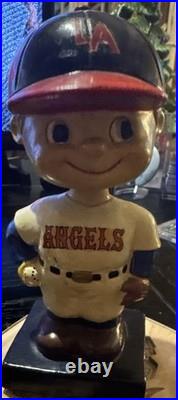 1960-61 Los Angeles Angels Blue Square Base Bobblehead Nodder Rare Vintage