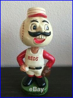 1960 Vintage Bobblehead Cincinnati Reds Mascot Green Base Nodder Extremely Rare