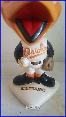 1960's Baltimore Orioles Baseball Japan Nodder Bobblehead White Base Vintage