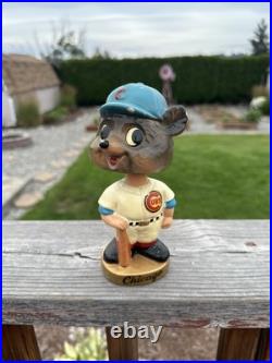 1960's Chicago Cubs Mascot Bobblehead WithRound Gold Base Rare Vintage MLB