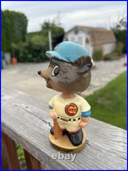 1960's Chicago Cubs Mascot Bobblehead WithRound Gold Base Rare Vintage MLB