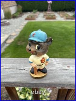 1960's Chicago Cubs Mascot Bobblehead WithRound Gold Base Rare Vintage MLB