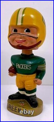 1960's GREEN BAY PACKERS VINTAGE BOY GOLD BASE NODDER BOBBLEHEAD EX-NM