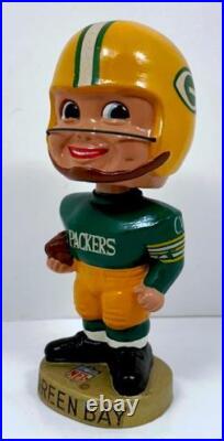 1960's GREEN BAY PACKERS VINTAGE BOY GOLD BASE NODDER BOBBLEHEAD EX-NM 1960's GREEN BAY PACKERS VINTAGE BOY GOLD BASE NODDER BOBBLEHEAD EX-NM