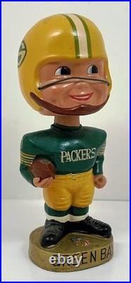 1960's GREEN BAY PACKERS VINTAGE BOY GOLD BASE NODDER BOBBLEHEAD EX-NM