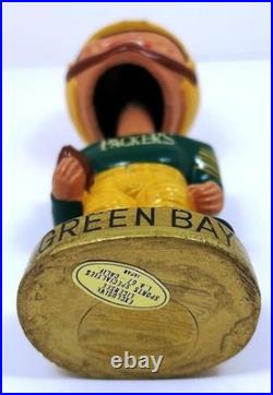 1960's GREEN BAY PACKERS VINTAGE BOY GOLD BASE NODDER BOBBLEHEAD EX-NM