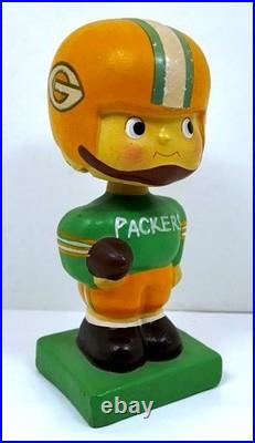 1960's GREEN BAY PACKERS VINTAGE BOY SQUARE BASE NODDER BOBBLEHEAD EX