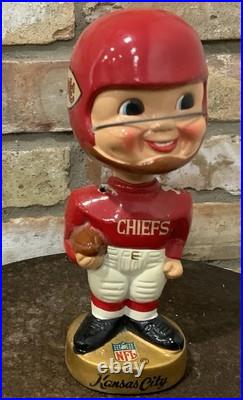 1960's Kansas City Chiefs NFL Nodder Bobblehead Gold Base Vintage