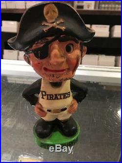 1960's Pittsburgh Pirates Green Base Vintage Bobble Head Doll Ralph Kiner Cracks