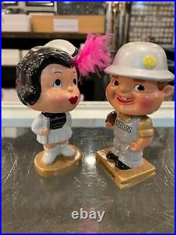 1960's Pittsburgh Steelers Kissing Vintage Bobble Head Doll Set Nm/mint Nice