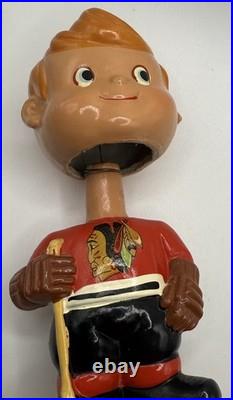 1960's Vintage Chicago Black Hawks Hockey Bobblehead Made In Japan Nodder 1960's Vintage Chicago Black Hawks Hockey Bobblehead Made In Japan Nodder