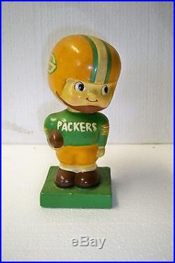 1960's Vintage Green Bay Packers NFL Bobblehead Nodder with Square Base
