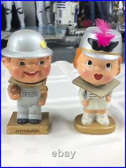 1960's Vintage Kissing Pittsburgh Steelers Bobblehead My Hero Kissing Dolls