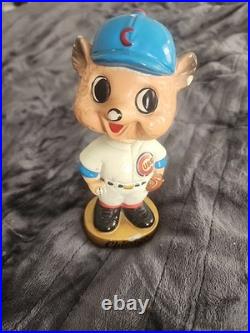 1960's Vintage MLB Chicago Cubs Gold Base Bobble Head Nodder Made in Japan