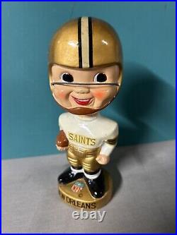 1960's Vintage New Orleans Saints NFL Football Gold Base BOBBLEHEAD NODDER