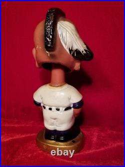 1960s Atlanta Braves Team Indian Mascot Bobblehead Gold Base Pitcher Nodder vtg