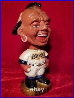 1960s Atlanta Braves Team Indian Mascot Bobblehead Gold Base Pitcher Nodder vtg