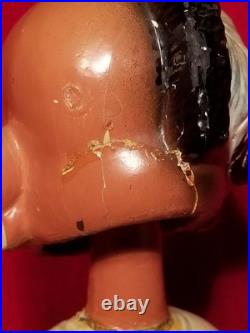 1960s Atlanta Braves Team Indian Mascot Bobblehead Gold Base Pitcher Nodder vtg