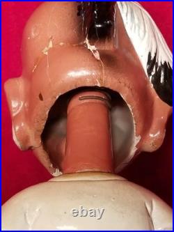 1960s Atlanta Braves Team Indian Mascot Bobblehead Gold Base Pitcher Nodder vtg