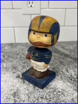 1960s Vintage LA Rams Bobble Head Nodder NFL Mascot Black Base Rare HTF