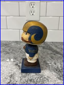 1960s Vintage LA Rams Bobble Head Nodder NFL Mascot Black Base Rare HTF