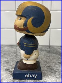 1960s Vintage LA Rams Bobble Head Nodder NFL Mascot Black Base Rare HTF