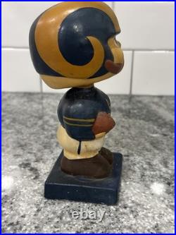1960s Vintage LA Rams Bobble Head Nodder NFL Mascot Black Base Rare HTF