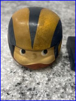 1960s Vintage LA Rams Bobble Head Nodder NFL Mascot Black Base Rare HTF