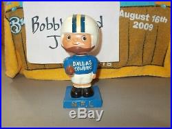 1961-63 6.5 Dallas Cowboys Bobblehead Nodder Square Base 1960's Vintage