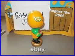 1961-66 6.5 Green Bay Packers Bobblehead Nodder Gold Base 1960s Vintage Toes Up