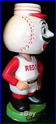 1962 CINCINNATI REDS Bobble Head Nodder Green Base Baseball 60s vtg RARE