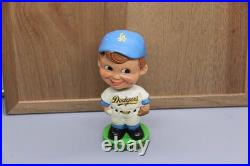 1962 LOS ANGELES DODGERS green base & hair swirl, Vtg Bobblehead Nodder, Japan