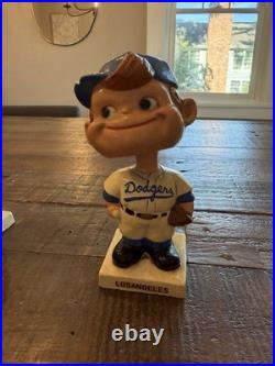 1962 Los Angeles Dodgers Boy Face Baseball Bobblehead Nodder Vintage White Base