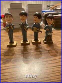 1964 THE BEATLES JOHN PAUL GEORGE RINGO NODDERS 3.5 PLASTIC BOBBLE HEAD Vintage