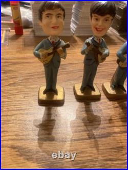 1964 THE BEATLES JOHN PAUL GEORGE RINGO NODDERS 3.5 PLASTIC BOBBLE HEAD Vintage