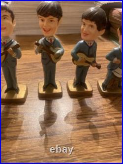 1964 THE BEATLES JOHN PAUL GEORGE RINGO NODDERS 3.5 PLASTIC BOBBLE HEAD Vintage