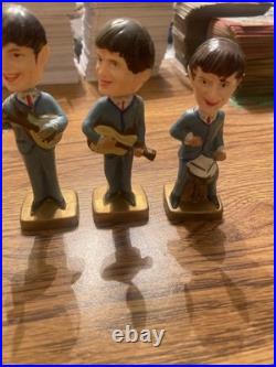 1964 THE BEATLES JOHN PAUL GEORGE RINGO NODDERS 3.5 PLASTIC BOBBLE HEAD Vintage