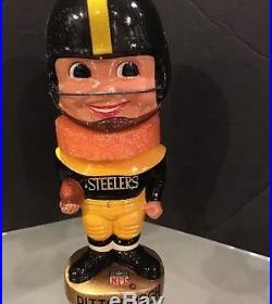 1965-67 Pittsburgh Steelers Vintage Gold Base Bobble Bobbing Head Doll Mint