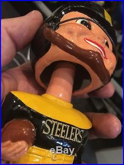 1965-67 Pittsburgh Steelers Vintage Gold Base Bobble Bobbing Head Doll Mint