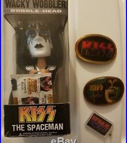 1977 Vintage KISS belt buckle Lot by Pacifica with a bobble head and keychain