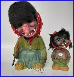 2 Heico Bobble Head Troll Western Germany Vintage Halloween Creepy Nodder