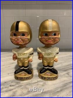 2 Vintage New Orleans Saints Original Bobblehead Nodder Pair 1967 1960s