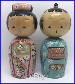2 Vintage Post-War Japanese Wooden Kokeshi Dolls With Bobble-Heads (RF704)