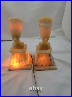 2 Vintage Queen Nefertiti Egyptian Marble lamps