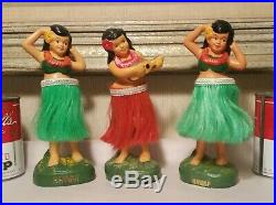 3 1984 vtg hawaiian hula uke girl nodder bobble head auto dashboard toy doll