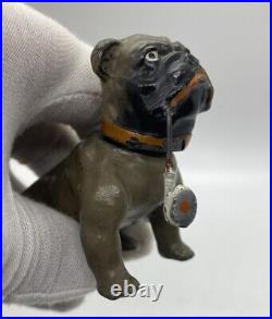3 Piece Vintage Bull Dog Cast Painted Metal Bobblehead Nodder Figure Germany