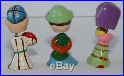 3 Vintage Nodders Bobble Heads Japanese Chinese 3 Inches Original Box