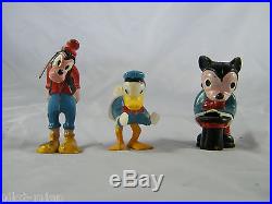 3 Vintage Walt Disney Bobbleheads / Nodders Mickey Mouse, Donald & Goofy