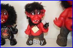 3 vintage devil nodders bobbleheads Heico troll dolls Germany rare promo bottle